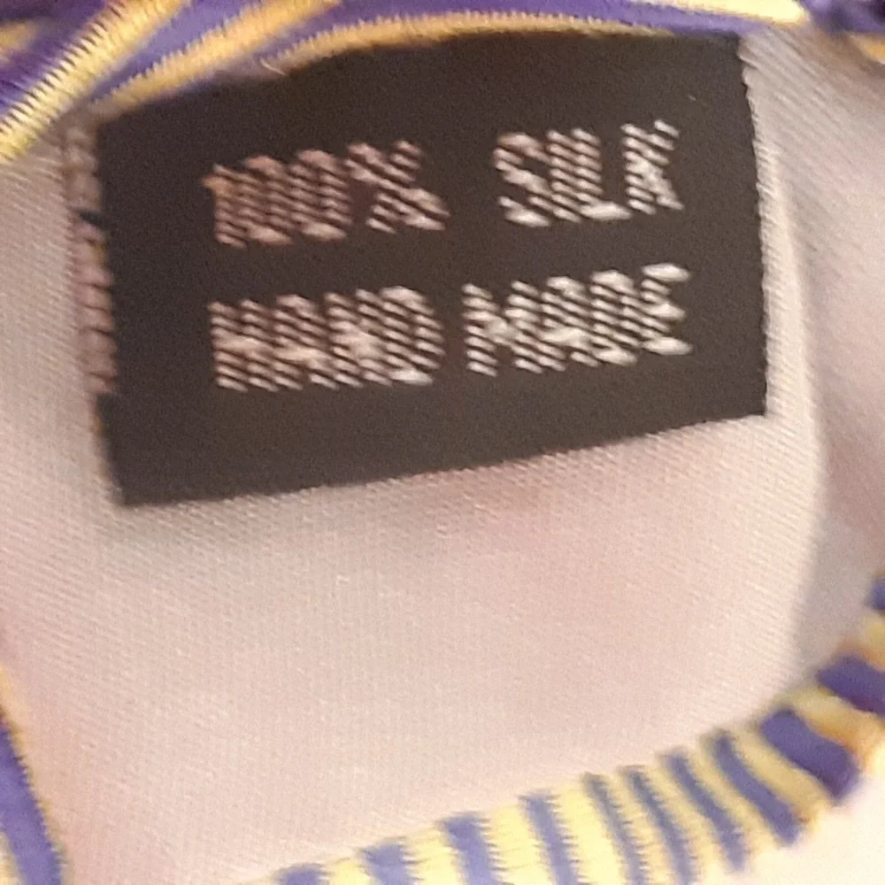 BRANDINI‎ ITALY Mens Silk Stripe Tie Handmade Blue Yellow Formal Necktie